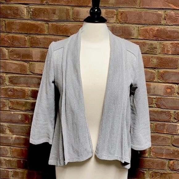 Ellen Tracy Silver Shimmer 3/4 Sleeve Cardigan - Picture 2 of 7
